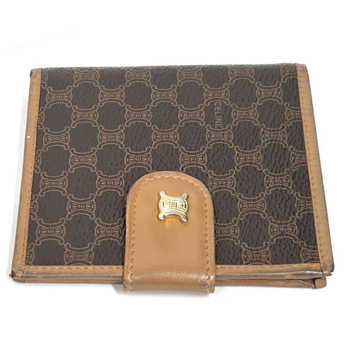 ✨CELINE✨セリーヌ✨マカダム柄✨レザー✨ブラウン✨2つ折り財布✨ CELINE セリーヌ 二つ折り財布 マカダム柄 ブラウン レザー 07BS235