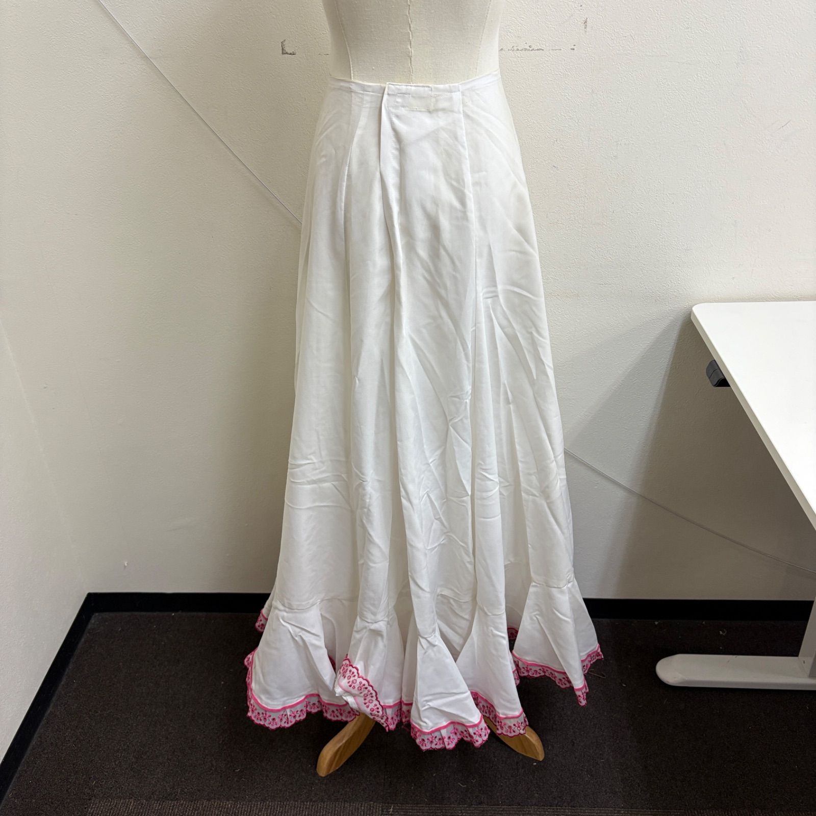 フラメンコ衣装 スカート ファルダ ペチコート ホワイト ピンク フレア