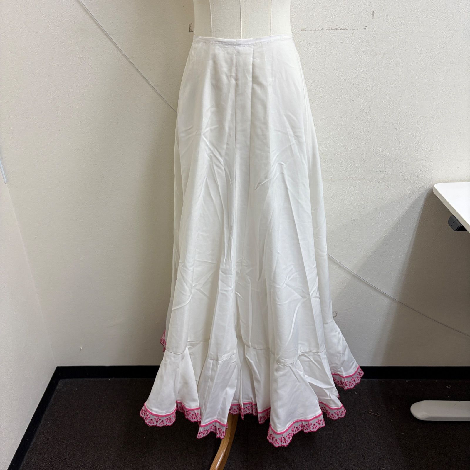 フラメンコ衣装 スカート ファルダ ペチコート ホワイト ピンク フレア