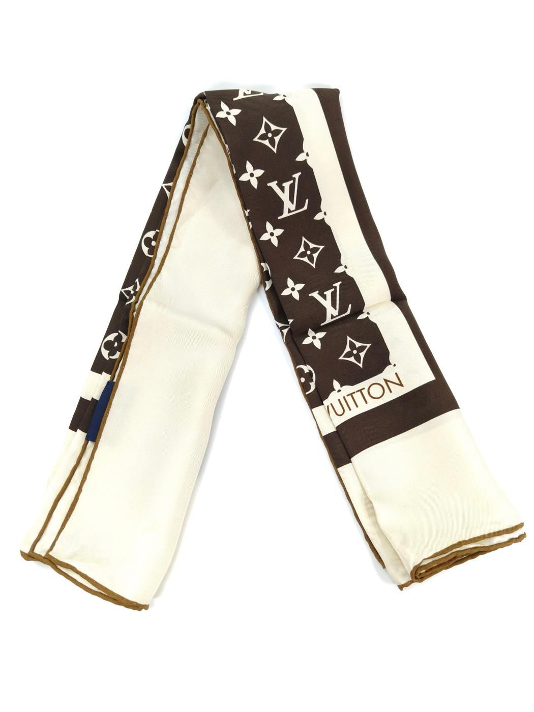ビトンシルクスカーフ LOUIS VUITTON ルヴィトン モノグラム シルク スカーフ ブラウン 管理