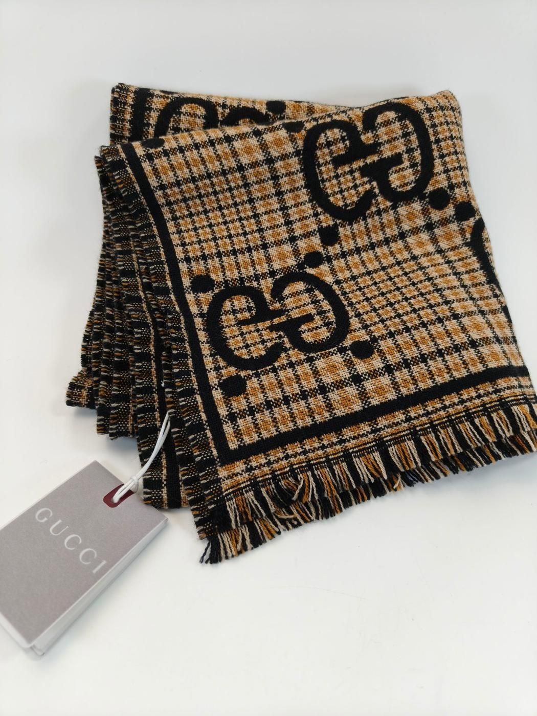 GUCCI グッチ GG柄 マフラー リバーシブル ブラウン×ネイビー 管理番号