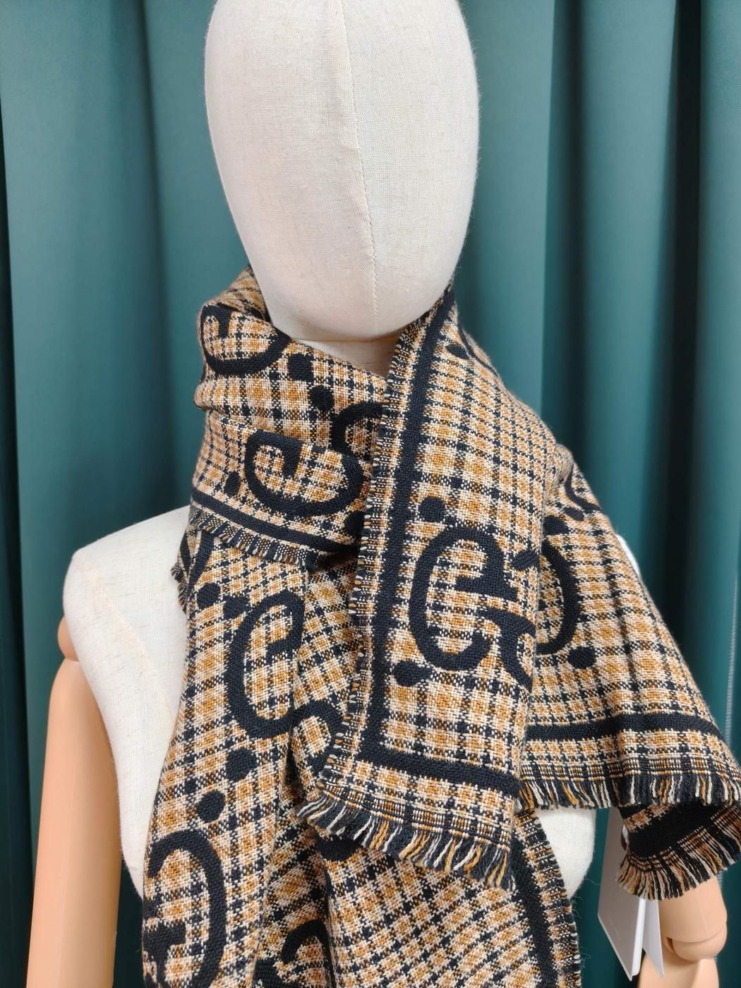 GUCCI グッチ GG柄 マフラー リバーシブル ブラウン×ネイビー 管理番号