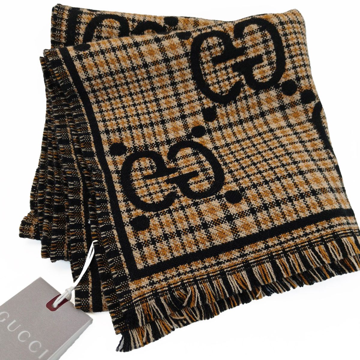 GUCCI グッチ GG柄 マフラー リバーシブル ブラウン×ネイビー 管理番号