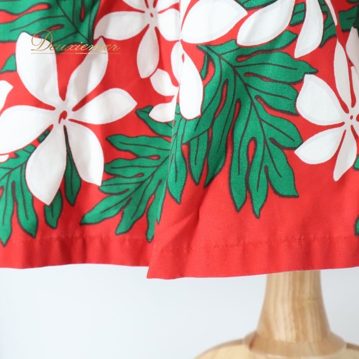 フラダンス 衣装 パウスカート レッド系 ティアレ柄 ハワイアン