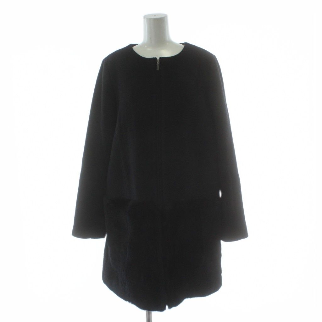 バーニーズニューヨーク BARNEYS NEW YORK ノーカラーコート ウール