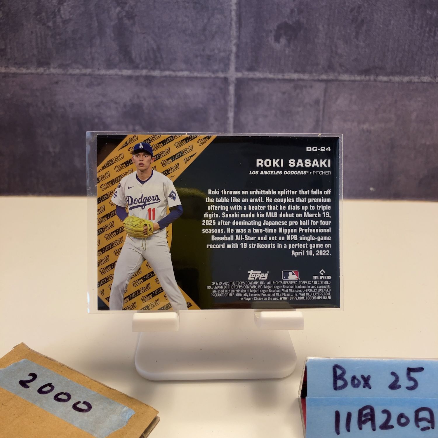 2025 Topps 佐々木朗希 Roki Sasaki Los Angeles Dodgers Black Gold 