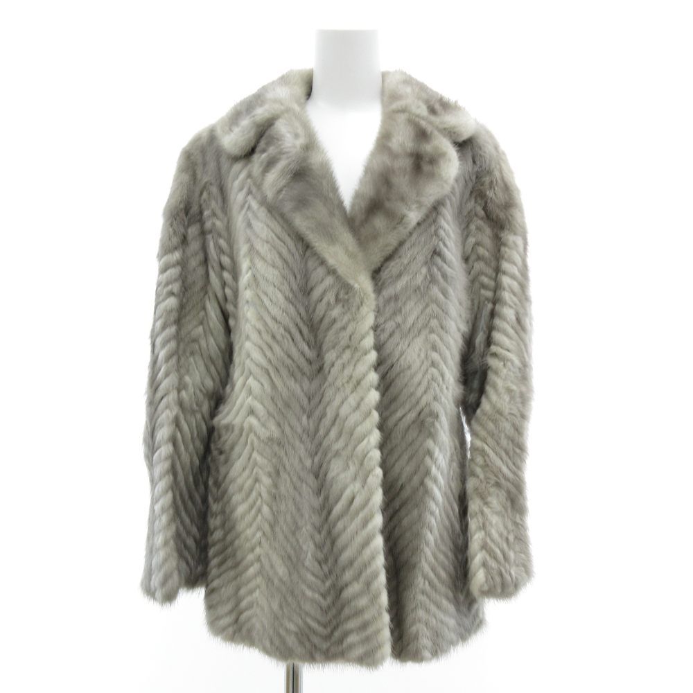 ノーブランド サファイアミンク ファー コート 毛皮 シェブロンカット