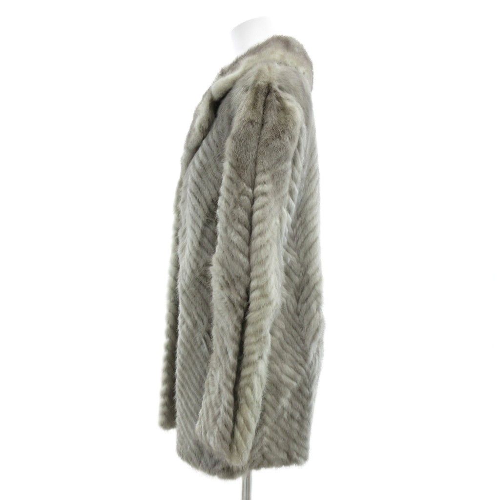 ノーブランド サファイアミンク ファー コート 毛皮 シェブロンカット