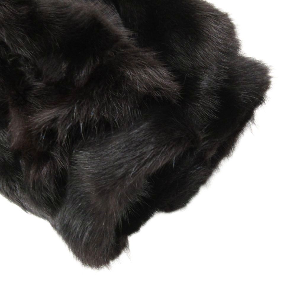 ノーブランド ファーコート 毛皮 ミンク ロング スタンドカラー 黒