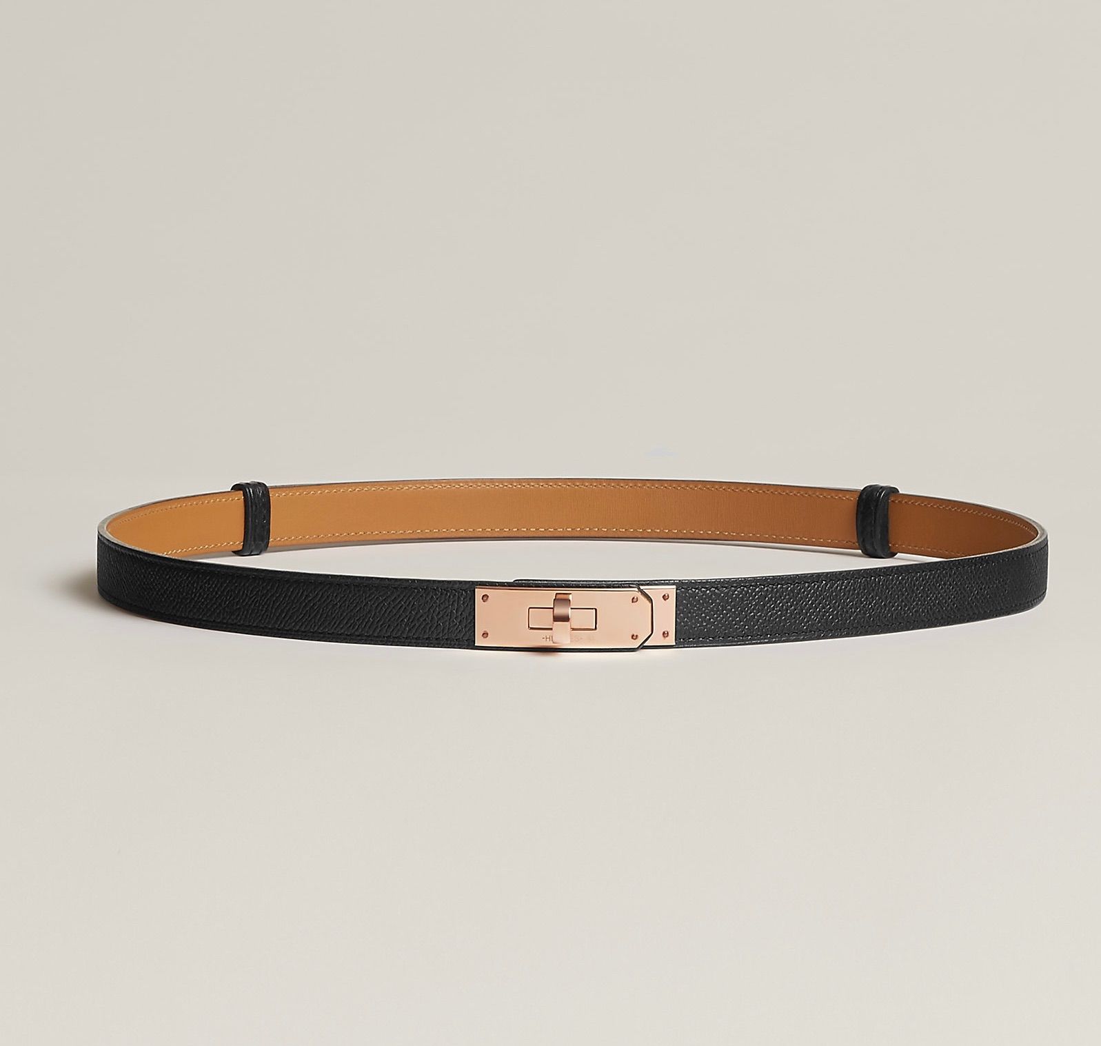 新品大人気⭐️ HERMÈS エルメス ケリー ベルト 黒×ピンクゴールド金具 