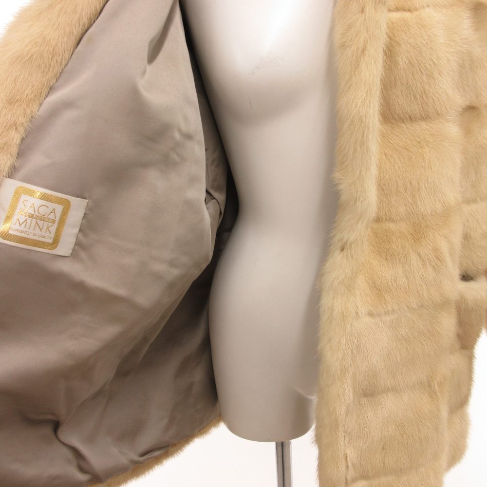 SAGA MINK サガミンク ファーコート 金サガ M 毛皮コート 金タグ サガミンク SAGA MINK 金サガ ファーコート ミンク 毛皮 ミドル丈 黄