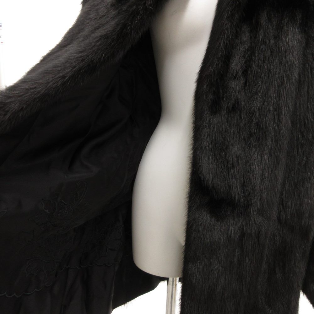 サガミンク SAGA MINK ファーコート 毛皮 ミンク ミドル丈 11 黒