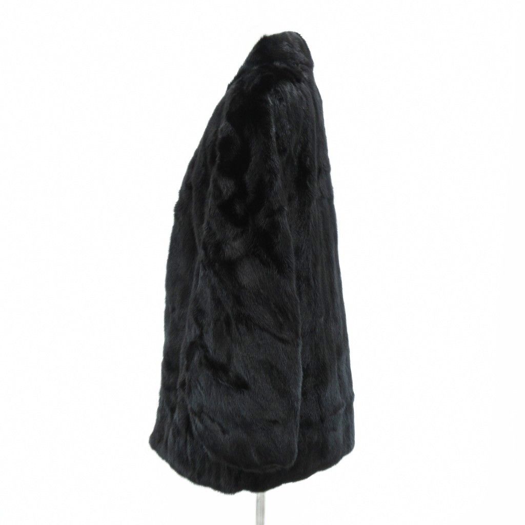 美品☆ミンクコート　コーネリアス　毛皮　ブラック　オーストラリア製　ハーフコート コーネリアス Cornelius ミンクファー コート 毛皮 ミドル丈 黒