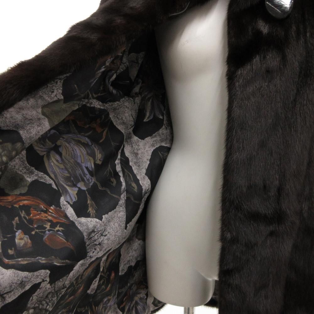 エンバ EMBA ファーコート ミンク 毛皮 裏地総柄 ミドル丈 11 茶