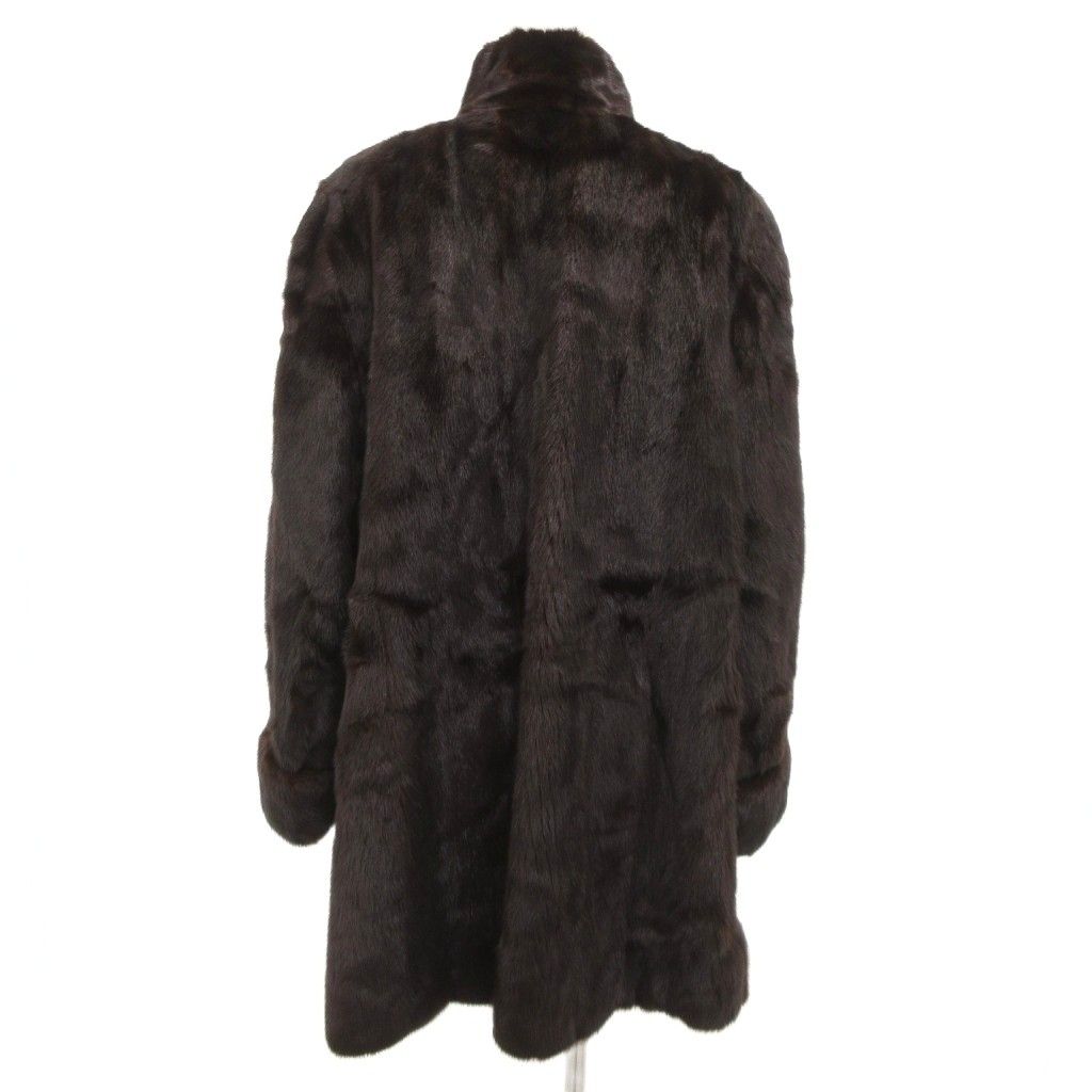 エンバ EMBA ファーコート ミンク 毛皮 裏地総柄 ミドル丈 11 茶