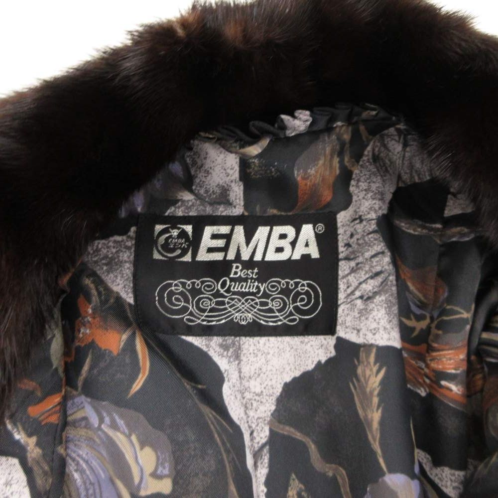 エンバ EMBA ファーコート ミンク 毛皮 裏地総柄 ミドル丈 11 茶