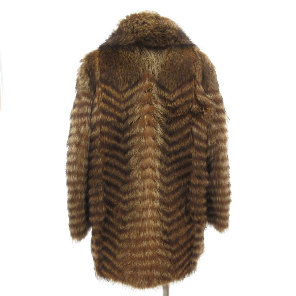 ノーブランド フォックスファーコート 毛皮 ハーフ ミドル丈 11 茶