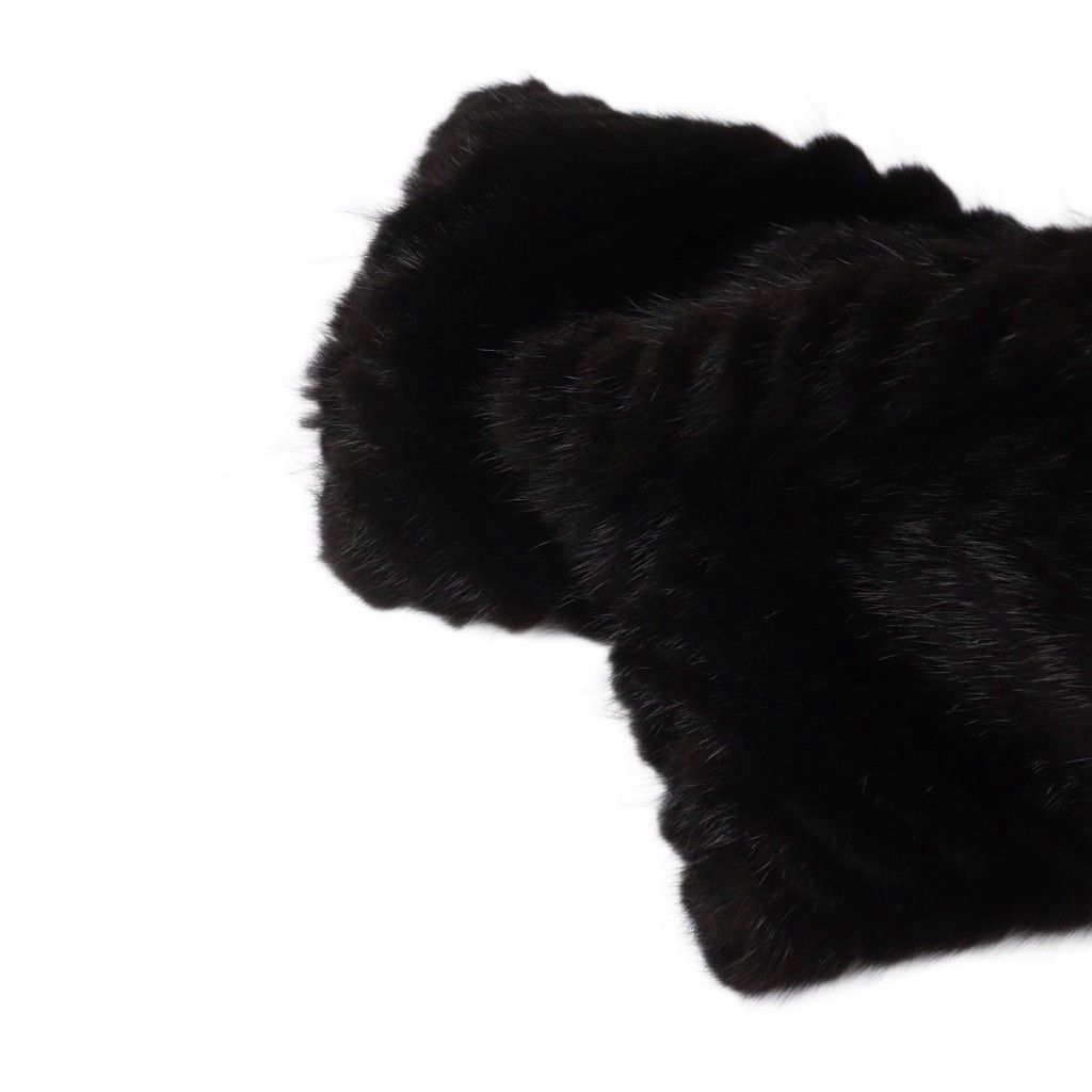 ノーブランド品 毛皮コート 長袖 ブラックミンクファー ミドル 総裏地