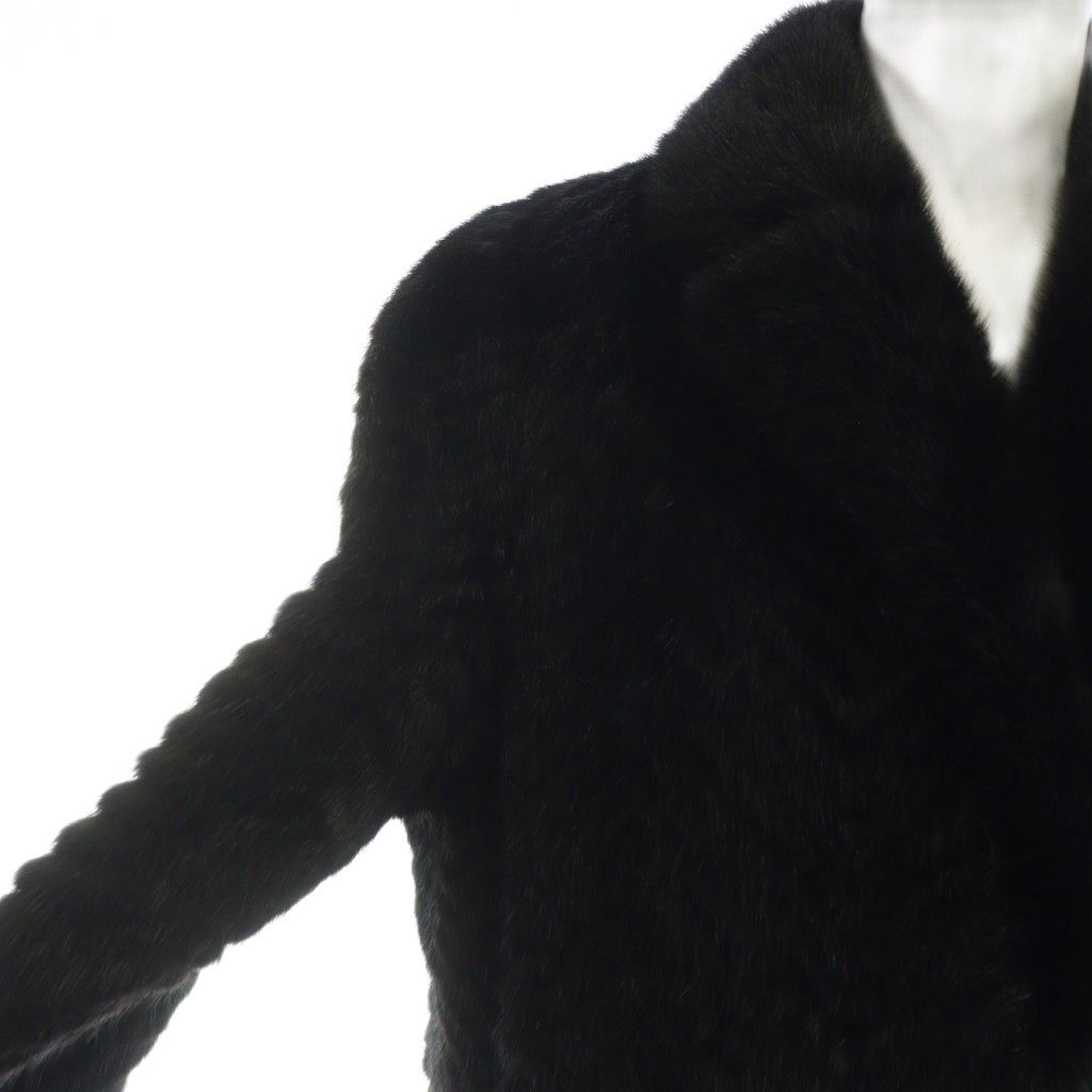 ノーブランド品 毛皮コート 長袖 ブラックミンクファー ミドル 総裏地