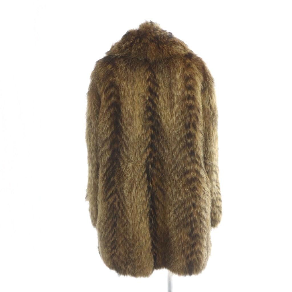 EMBA エンバ 毛皮コート ラクーンファー 長袖 ミドル 総裏地 茶