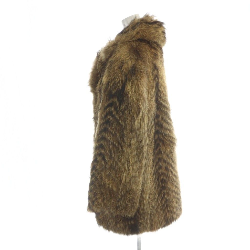 EMBA エンバ 毛皮コート ラクーンファー 長袖 ミドル 総裏地 茶