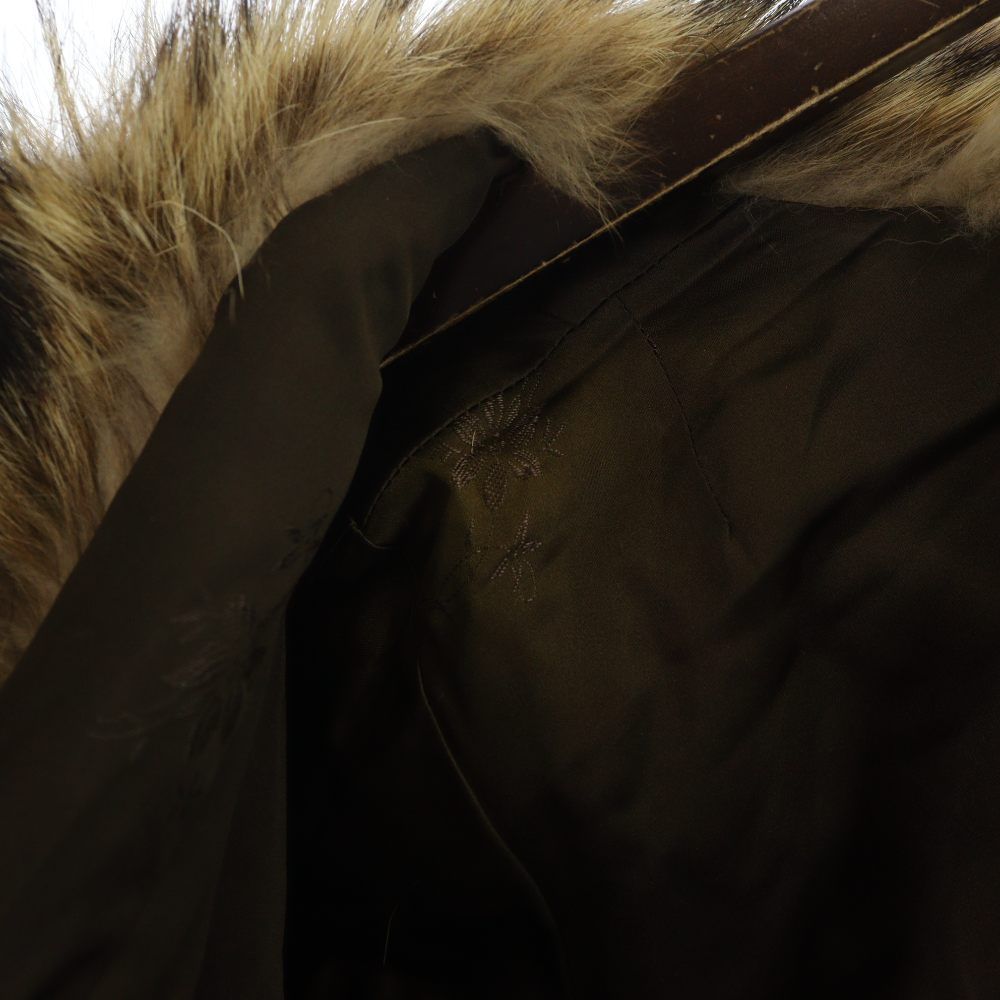 EMBA エンバ 毛皮コート ラクーンファー 長袖 ミドル 総裏地 茶