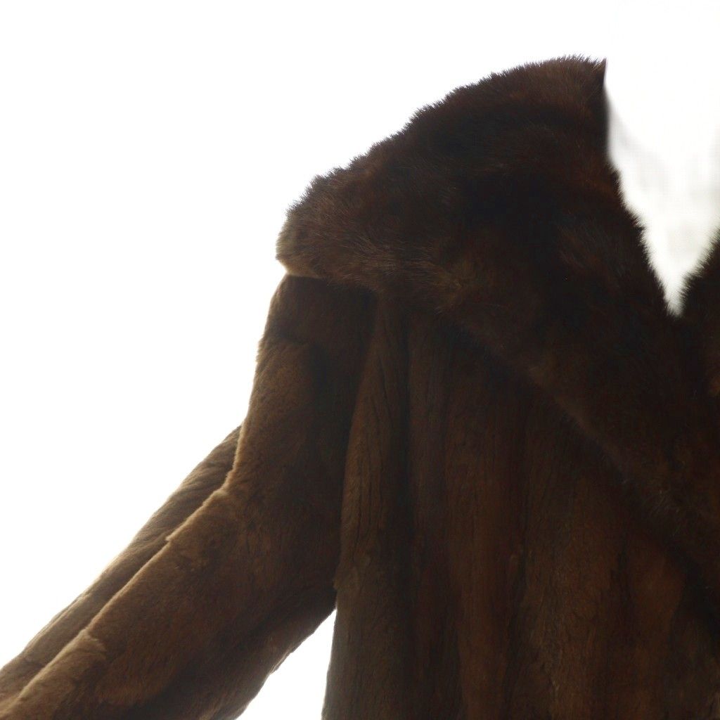 Mandralyne paris 毛皮コート PARIS FUR 毛皮コート シェアードミンクファー 長袖 総裏地 ミドル 茶