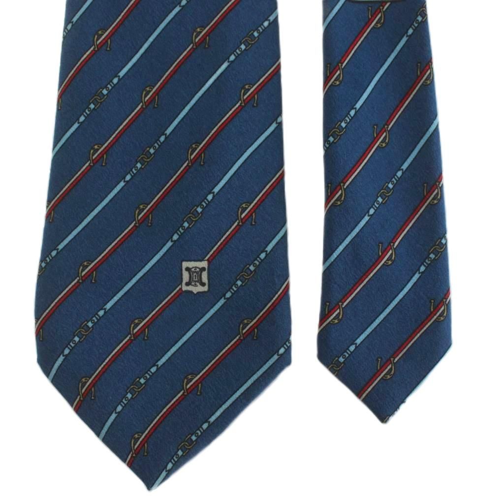 セリーヌ CELINE ネクタイ 絹 シルク レギュラータイ ストライプ 総柄