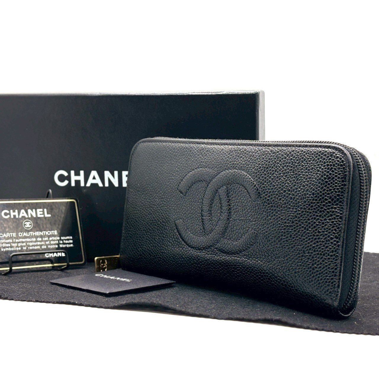 所作が整う、黒】 CHANEL 長財布 ラウンドファスナー ココマーク