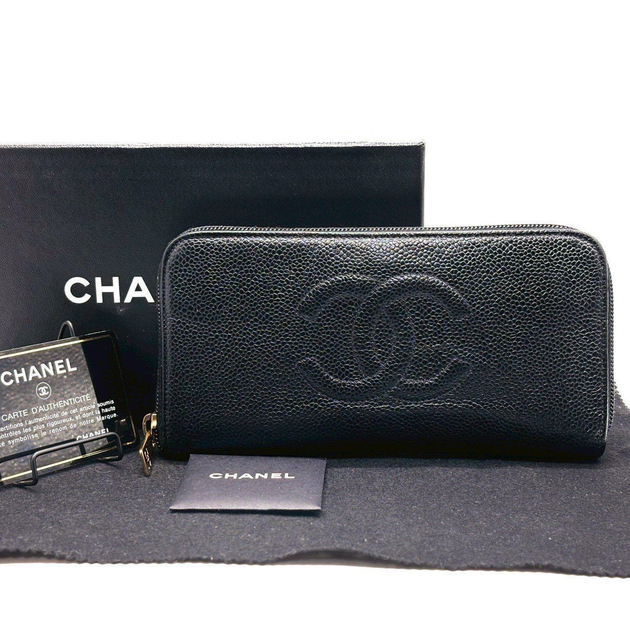 所作が整う、黒】 CHANEL 長財布 ラウンドファスナー ココマーク