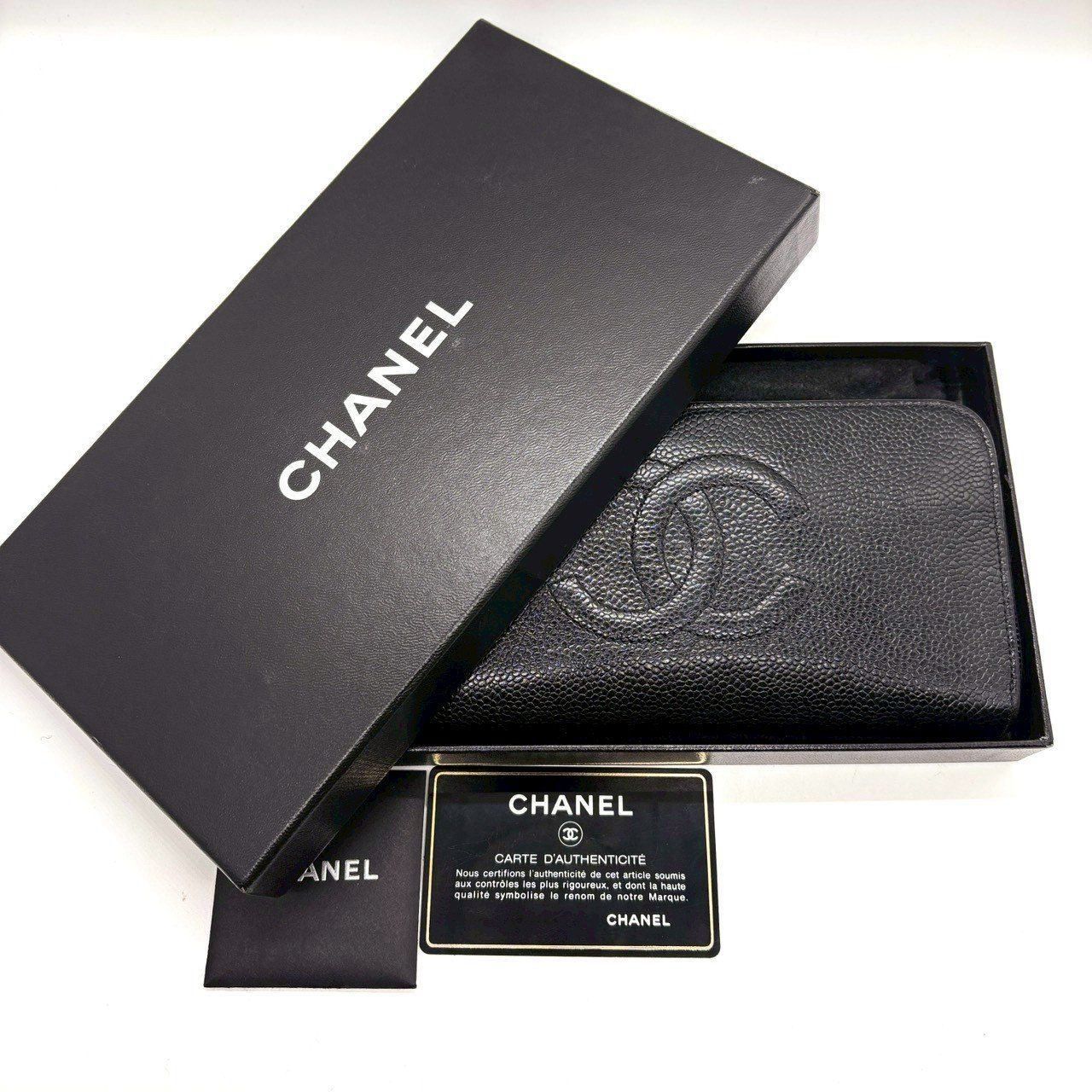 所作が整う、黒】 CHANEL 長財布 ラウンドファスナー ココマーク
