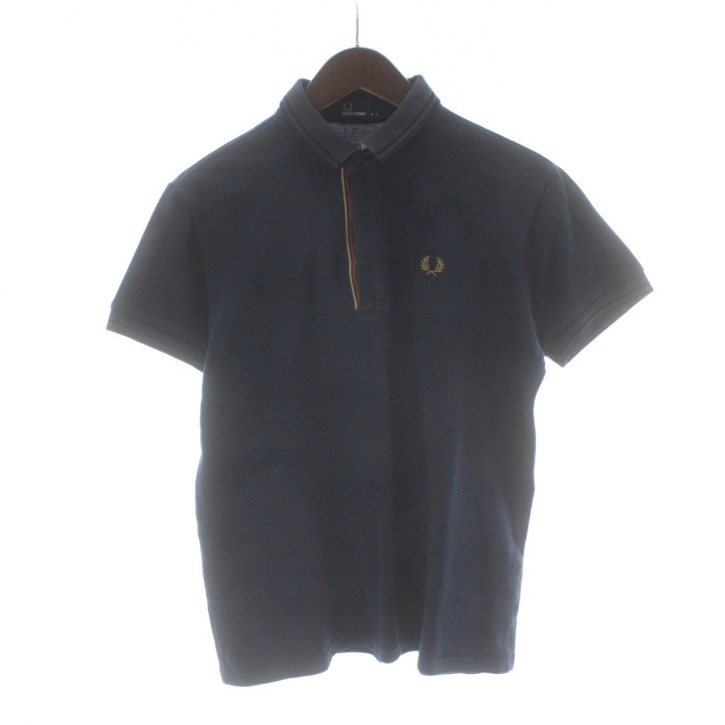 フレッドペリー FRED PERRY ポロシャツ M ネイビー 紺色 半袖 ロゴ刺繍