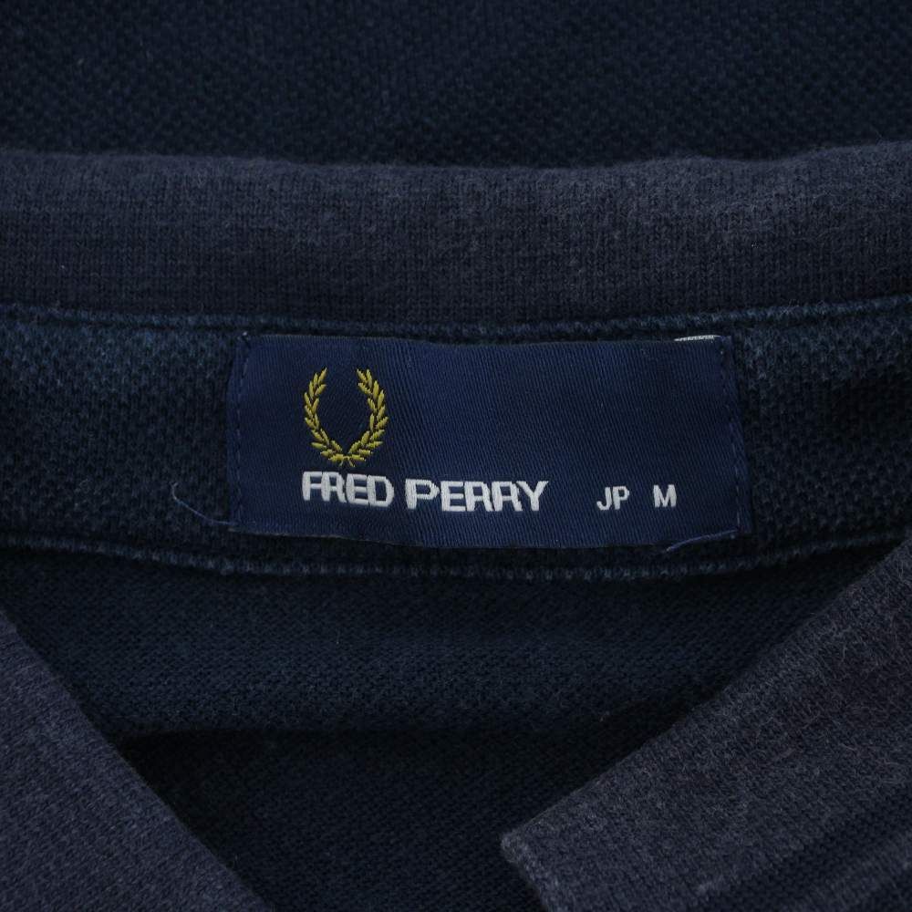 フレッドペリー FRED PERRY ポロシャツ M ネイビー 紺色 半袖 ロゴ刺繍