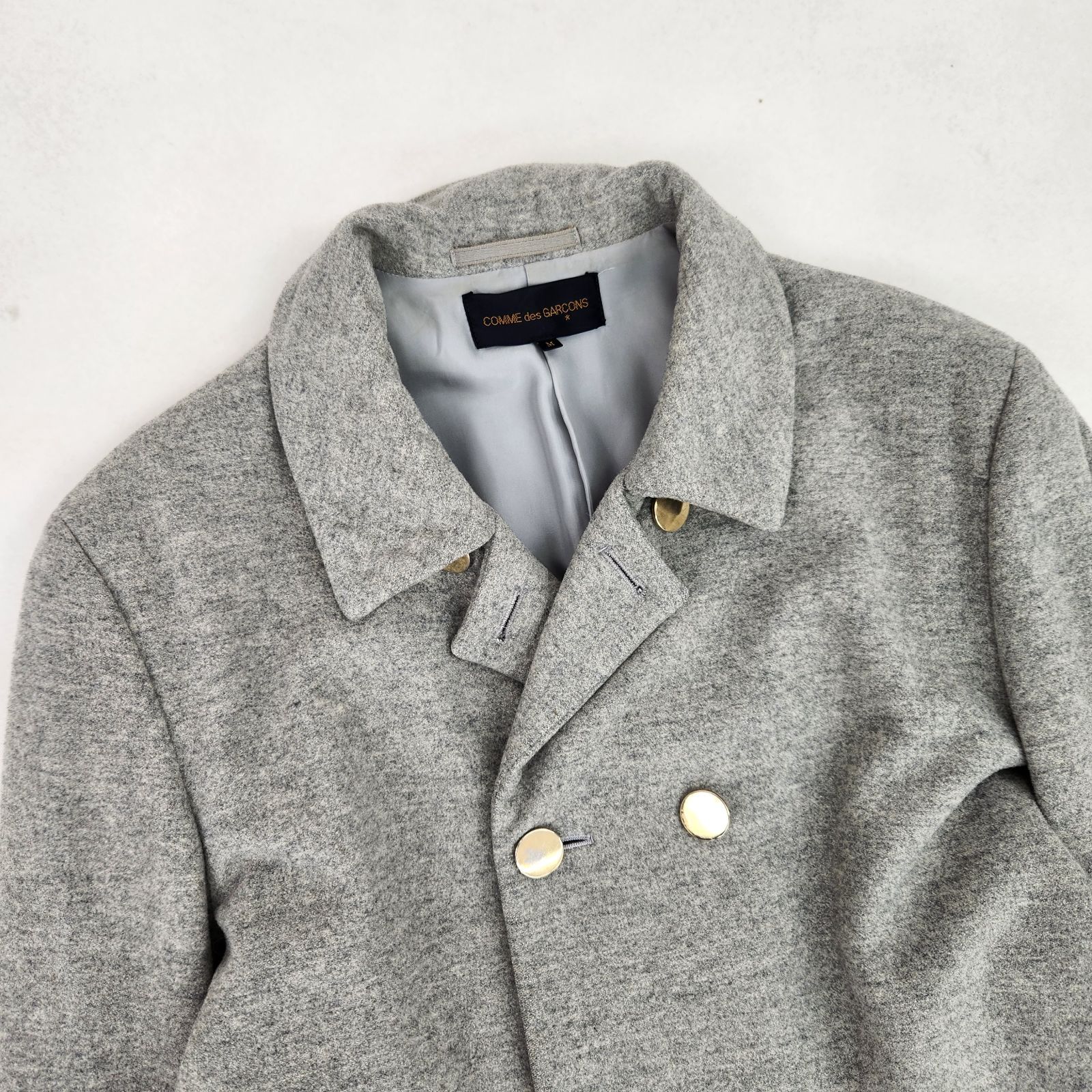 COMME des GARCONS ピーコート 金ボタン ロング ライトグレー ウール M