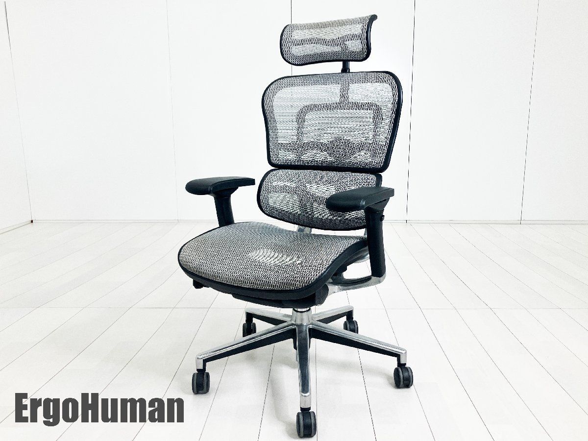 Ergohuman/ エルゴヒューマン□ベーシック□ヘッドレスト付□メッシュ