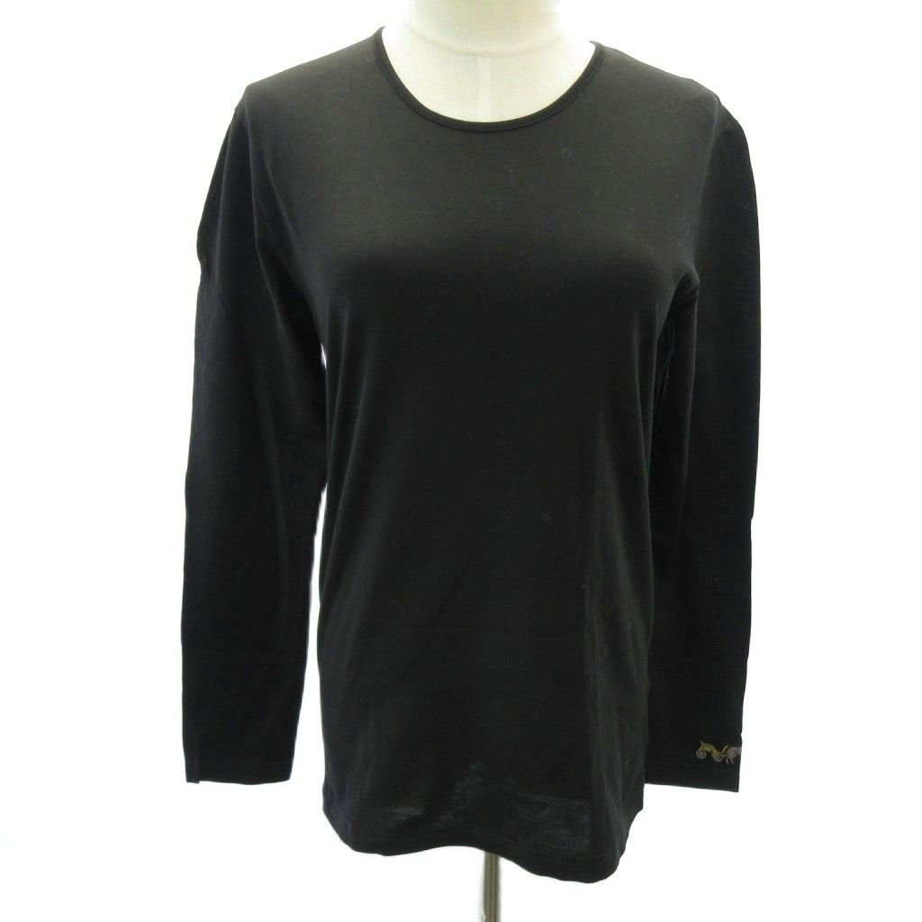 エルメス HERMES マルジェラ期 カットソー Tシャツ ロゴ刺繍 黒