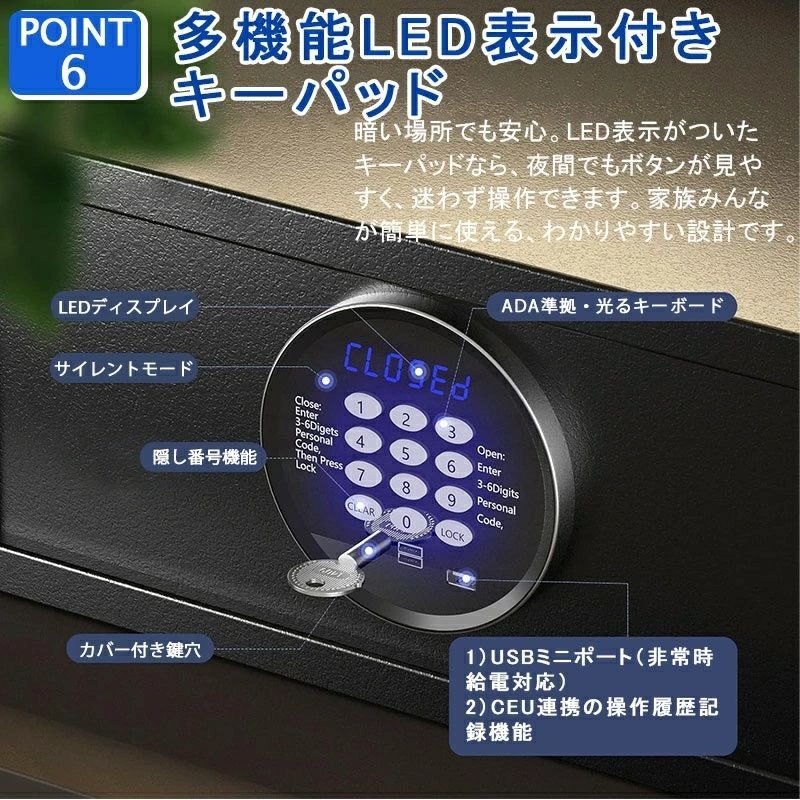 金庫 家庭用金庫 デジタル電子ロック式 セーフボックス 大容量 耐火 