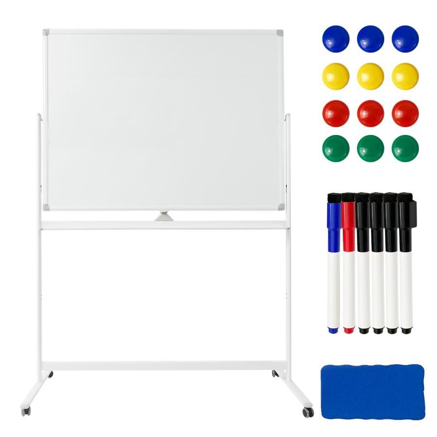 636 ホワイトボード 1200×900 脚付き 両面 回転式 スチール キャスター