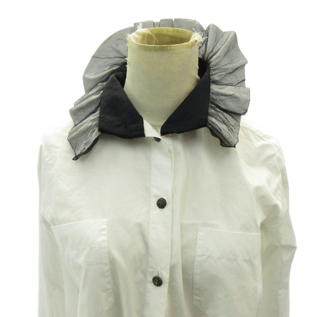 シャネル CHANEL フリル ブラウス ココマーク カラーストーンボタン