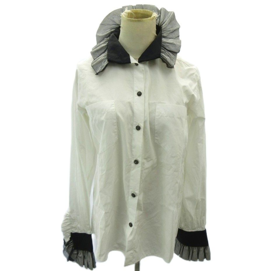 シャネル CHANEL フリル ブラウス ココマーク カラーストーンボタン