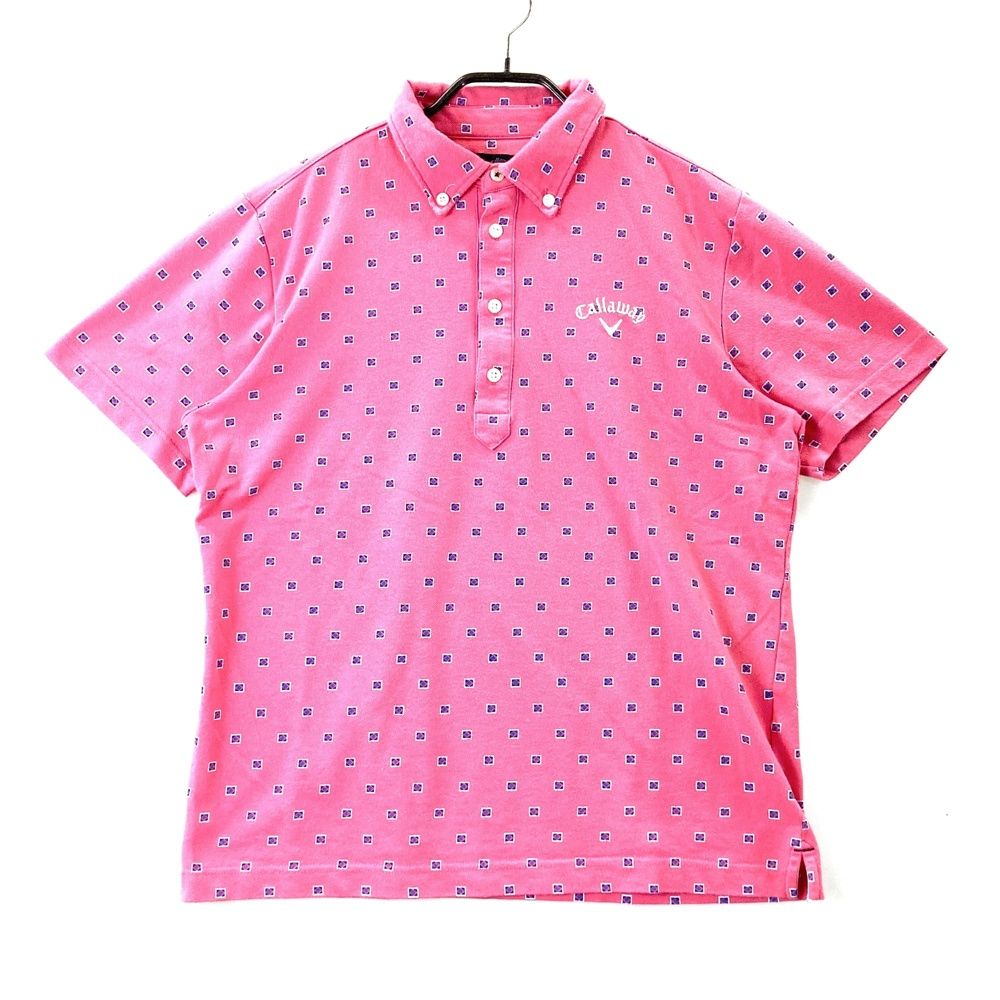 サイズ：L CALLAWAY キャロウェイ 半袖ポロシャツ ボタンダウン 総柄