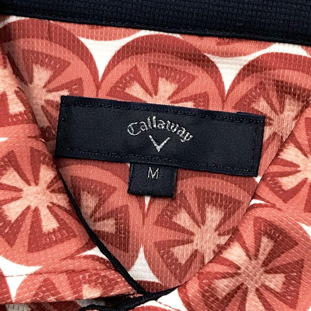 [新品]Callaway Lサイズ　トマト柄ポロシャツ 半袖 新品タグ付き サイズ：M CALLAWAY キャロウェイ 半袖ポロシャツ トマト 総柄 レッド
