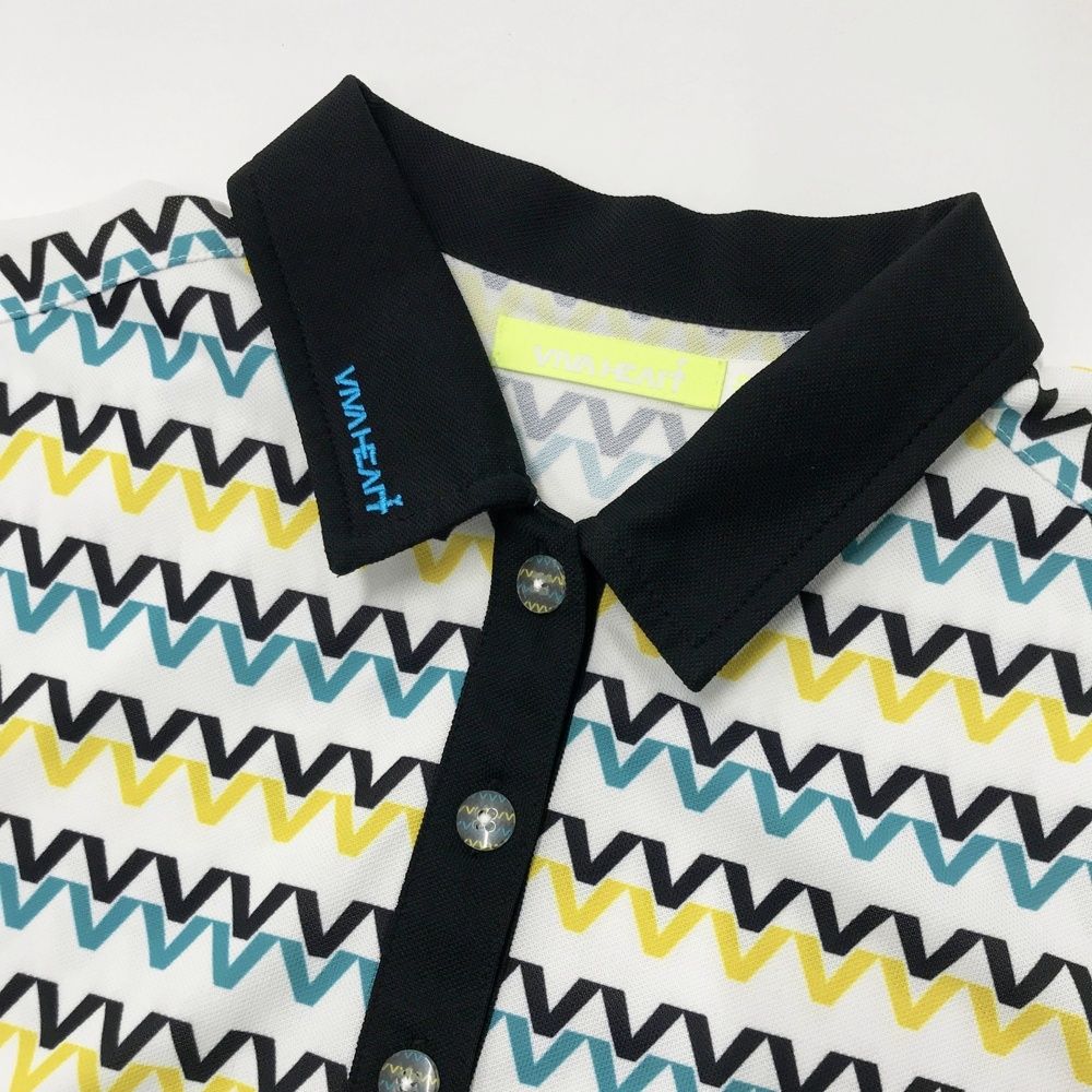 サイズ：42 VIVA HEART ビバハート 012-25446 半袖ポロシャツ 総柄