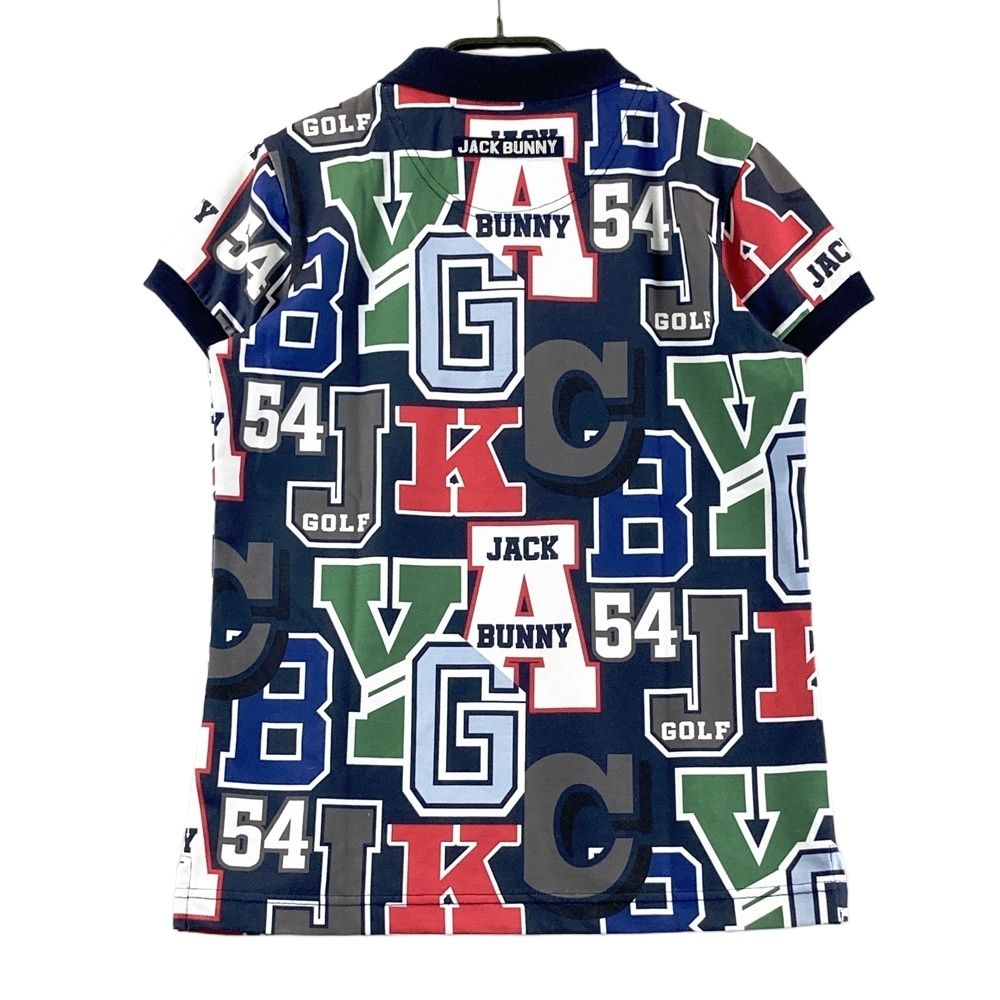 サイズ：0 JACK BUNNY ジャックバニー 半袖ポロシャツ 総柄 ネイビー系