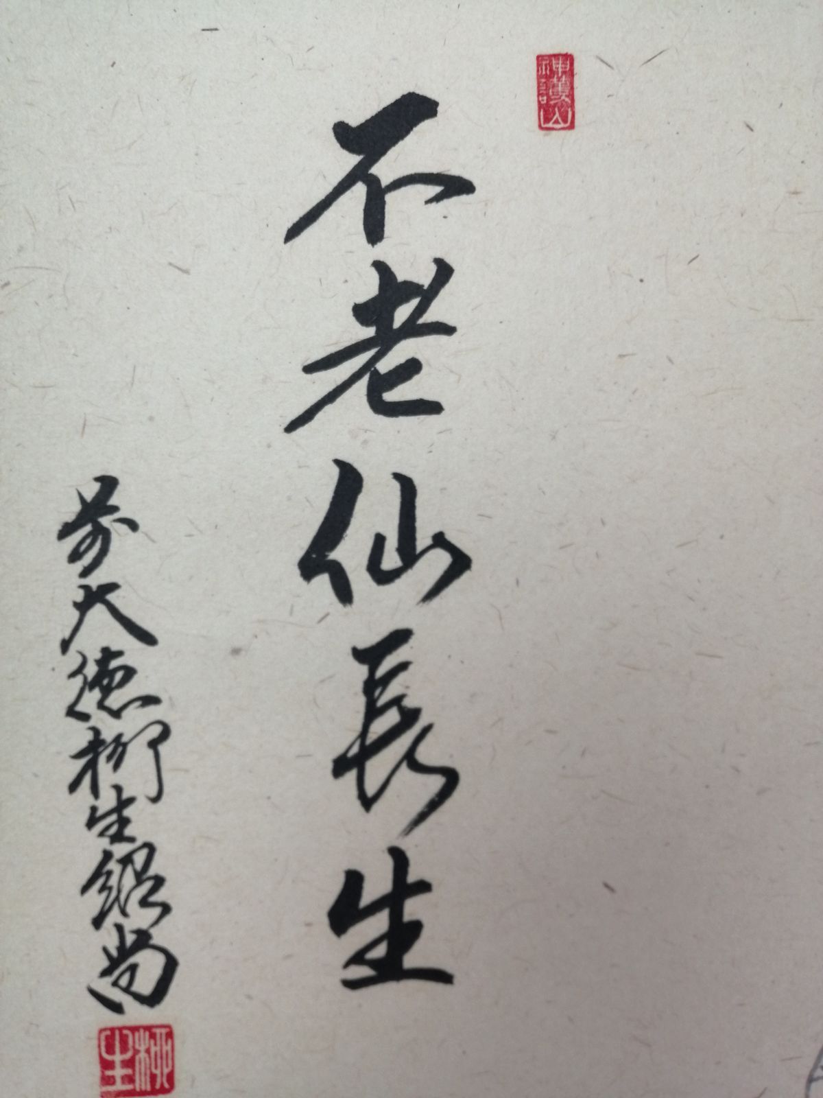 茶道具】大徳寺 橋本紹尚和尚筆 七福神画賛『不老仙長生』 茶掛 掛軸