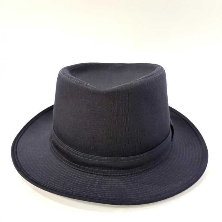 HERMES 中折れハット 帽子 Hモチーフ コットン100% ネイビー #58