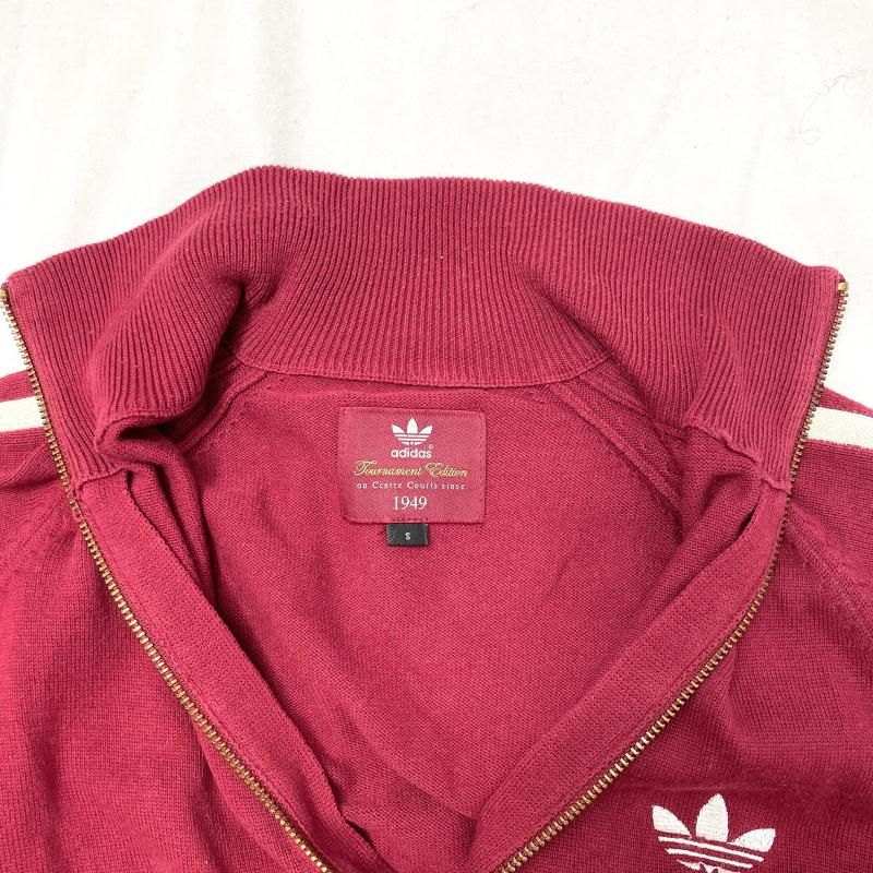中古】adidas トレフォイル刺繍 ニットトラックジャケット レッド