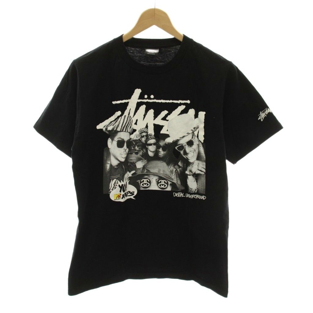 ステューシー STUSSY Tシャツ カットソー S 黒 ブラック プリント