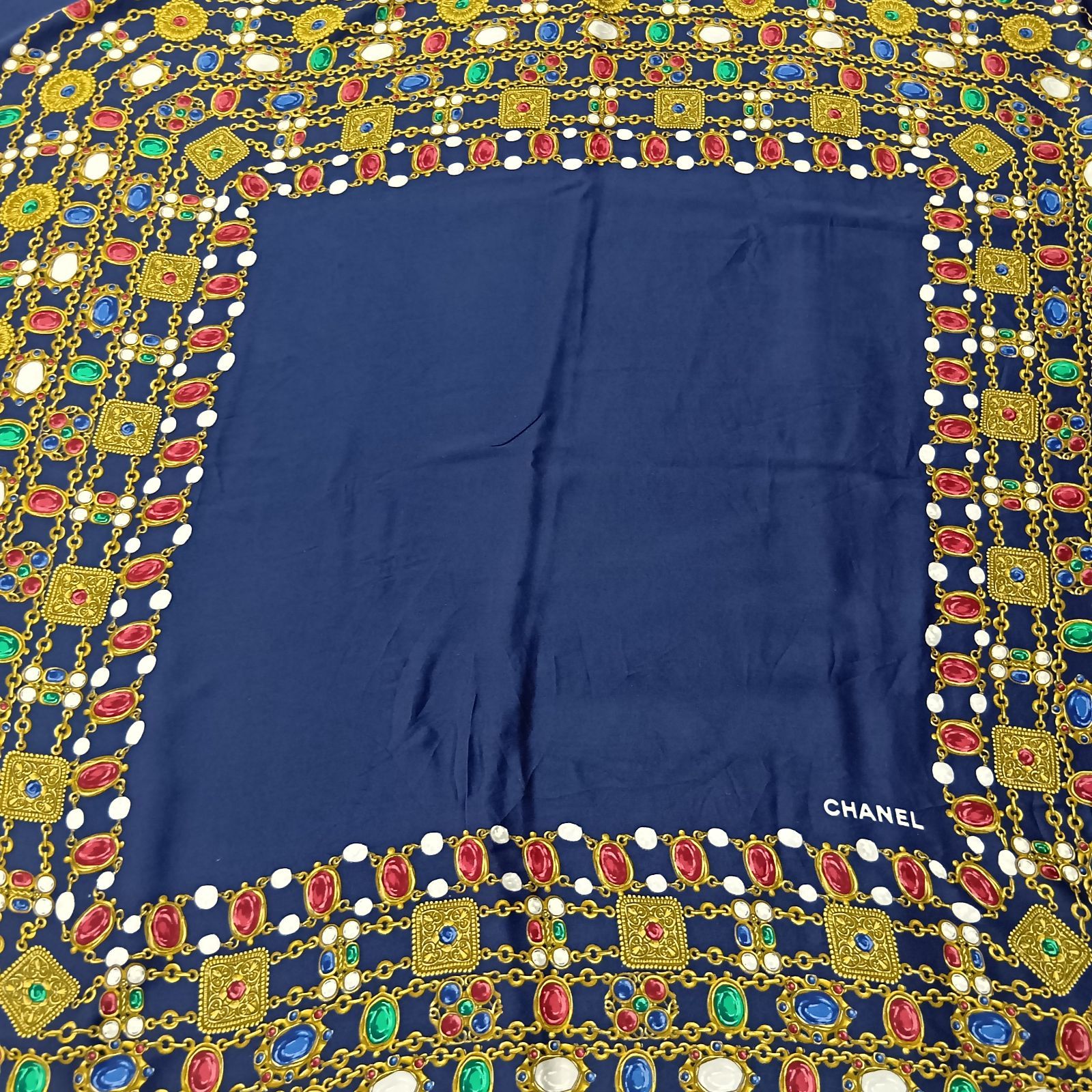 CHANEL シャネル スカーフ ジュエル 宝石 ネイビー - メルカリ