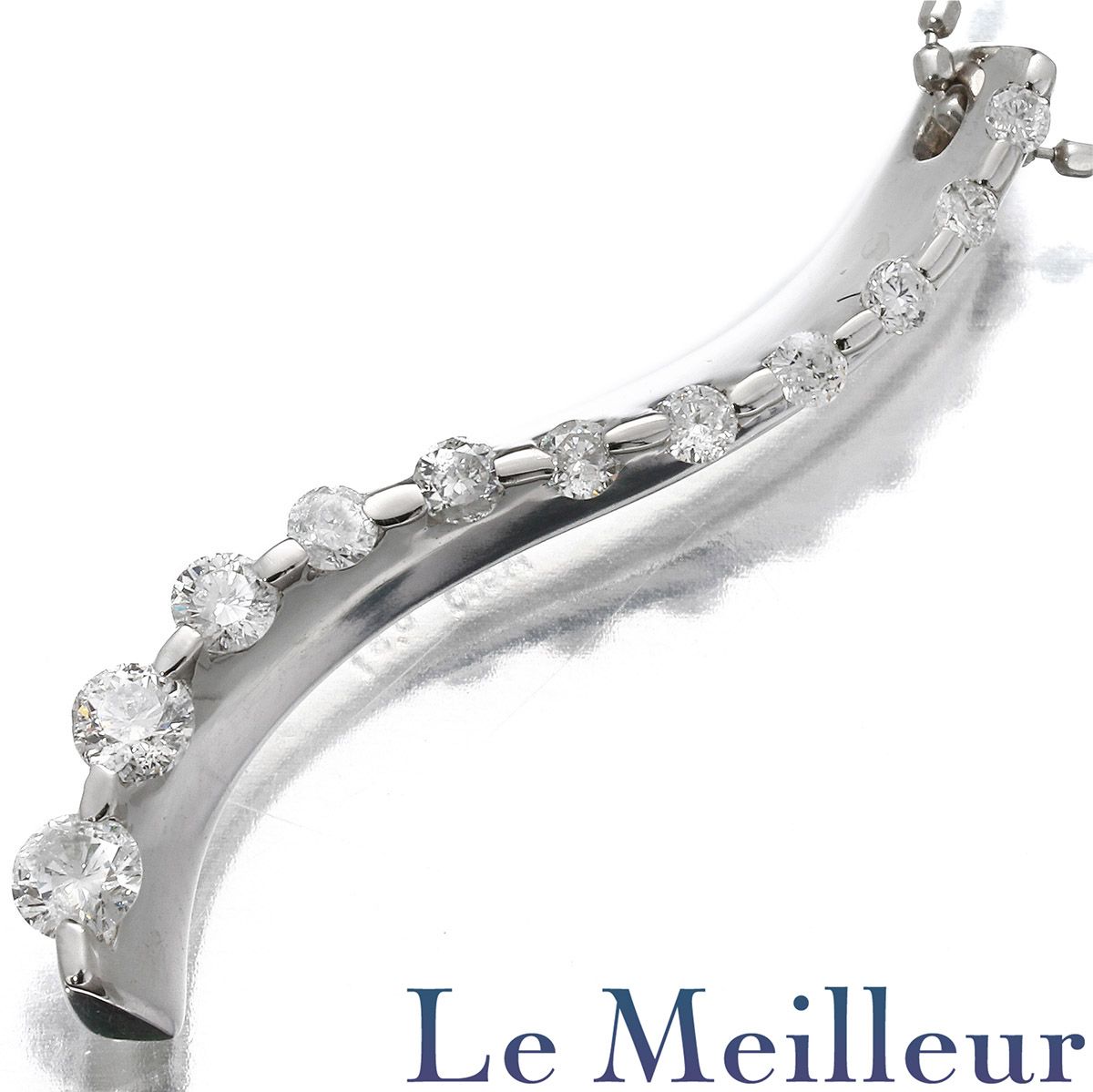 素敵！輝き天然ダイヤモンド合計0.30ct pt900ペンダント 超美品 ダイヤモンド 0.31ct プラチナ Pt900 グラデーション ウェーブ